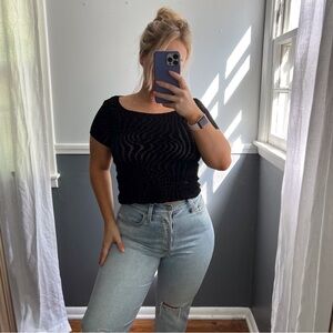 Armani Collezioni 90s Velvet Baby Tee Black 8